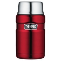 Thermos Stainless Steel King Vacuum Insulated Durable Food Jar Red 710ml
