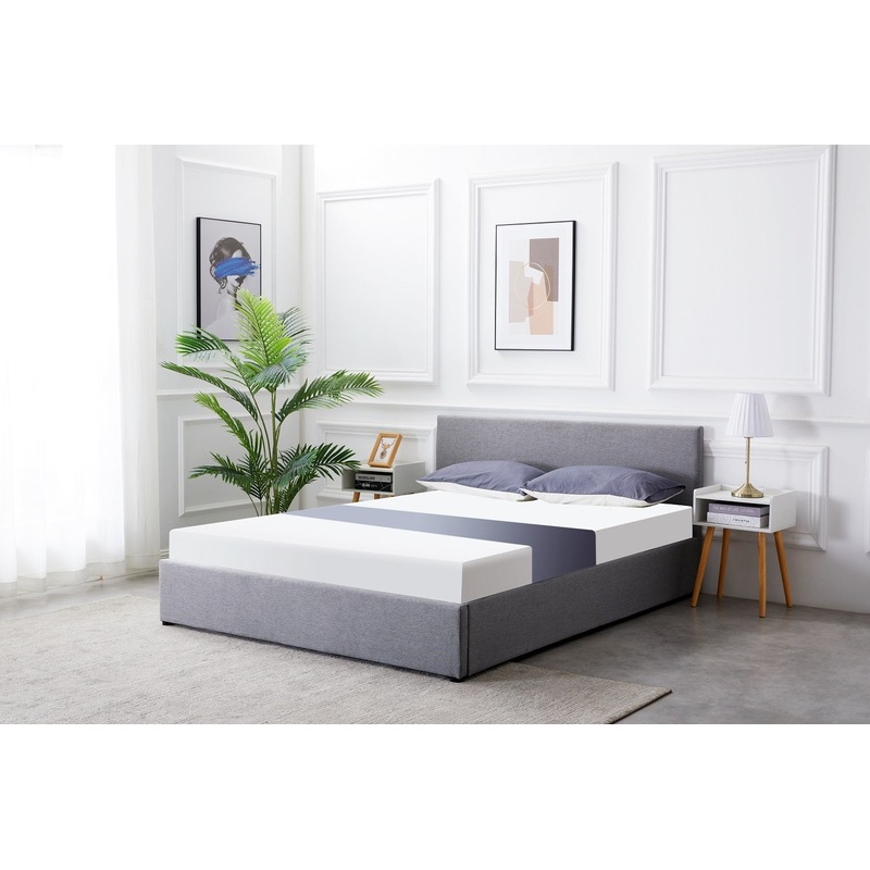 Buy Fabric Gas Lift Storage Bed Frame Queen Grey CB120 MyDeal