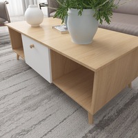 Buy Modern Wooden Natural and White Coffee Table Storage Shelf Drawer 2 ...