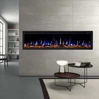 Horizon 72" Slim Trim Black Built-in Recessed / Wall mounted Heater Electric Fireplace