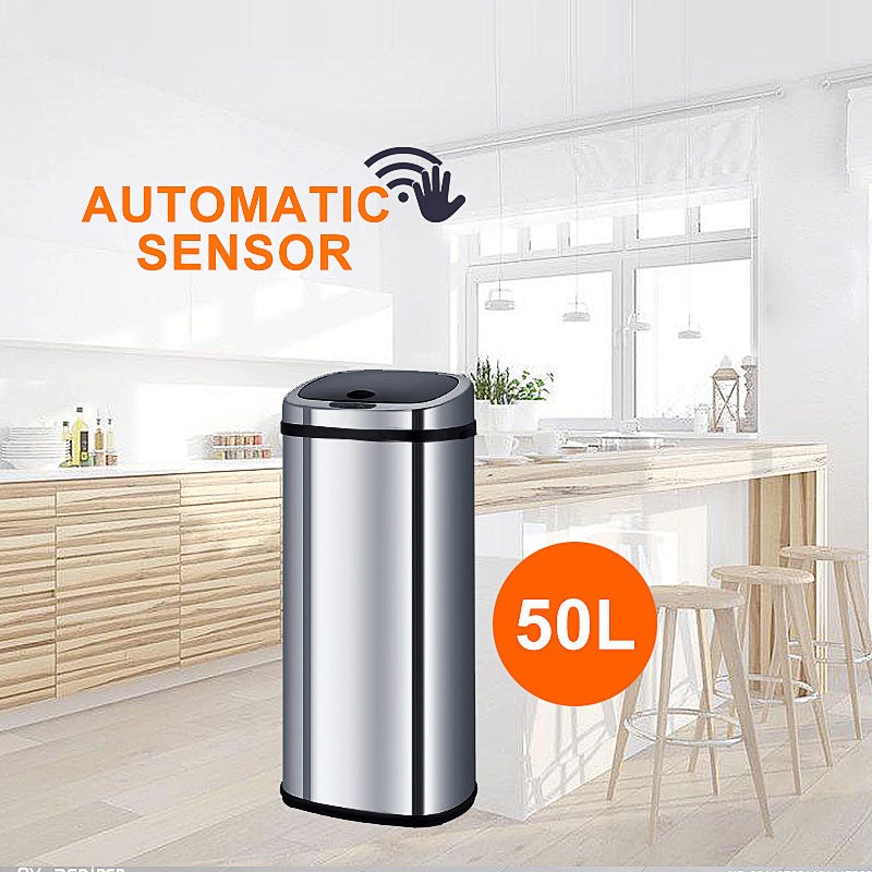 Buy Stainless Steel Sensor Bin for Kitchen Office 50L S02B MyDeal