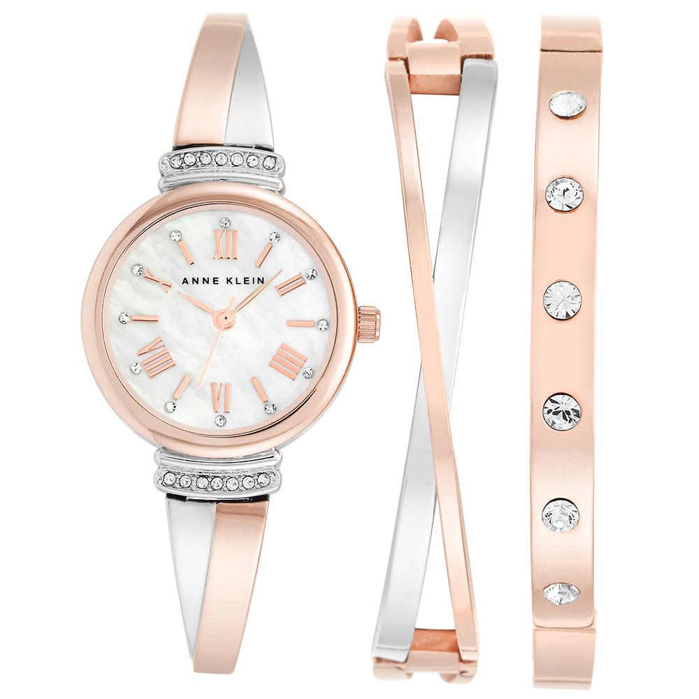 Anne klein gold discount watch with swarovski crystals