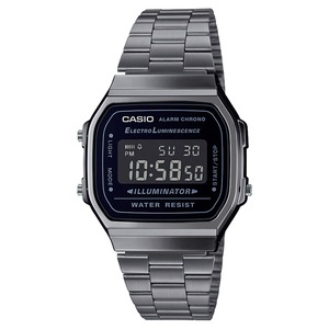 Casio Vintage Stainless Steel Black Dial Digital Unisex Watch - A168WGG-1B