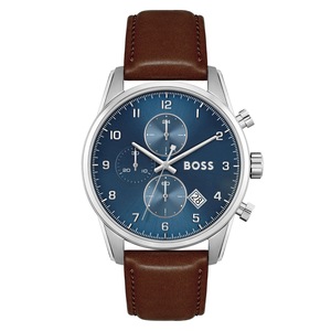 Hugo Boss Brown Leather Blue Dial Men's Chronograph Watch - 1513940