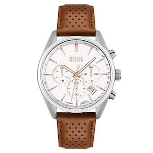 Hugo Boss Brown Leather Men's Chrono Watch - 1513879