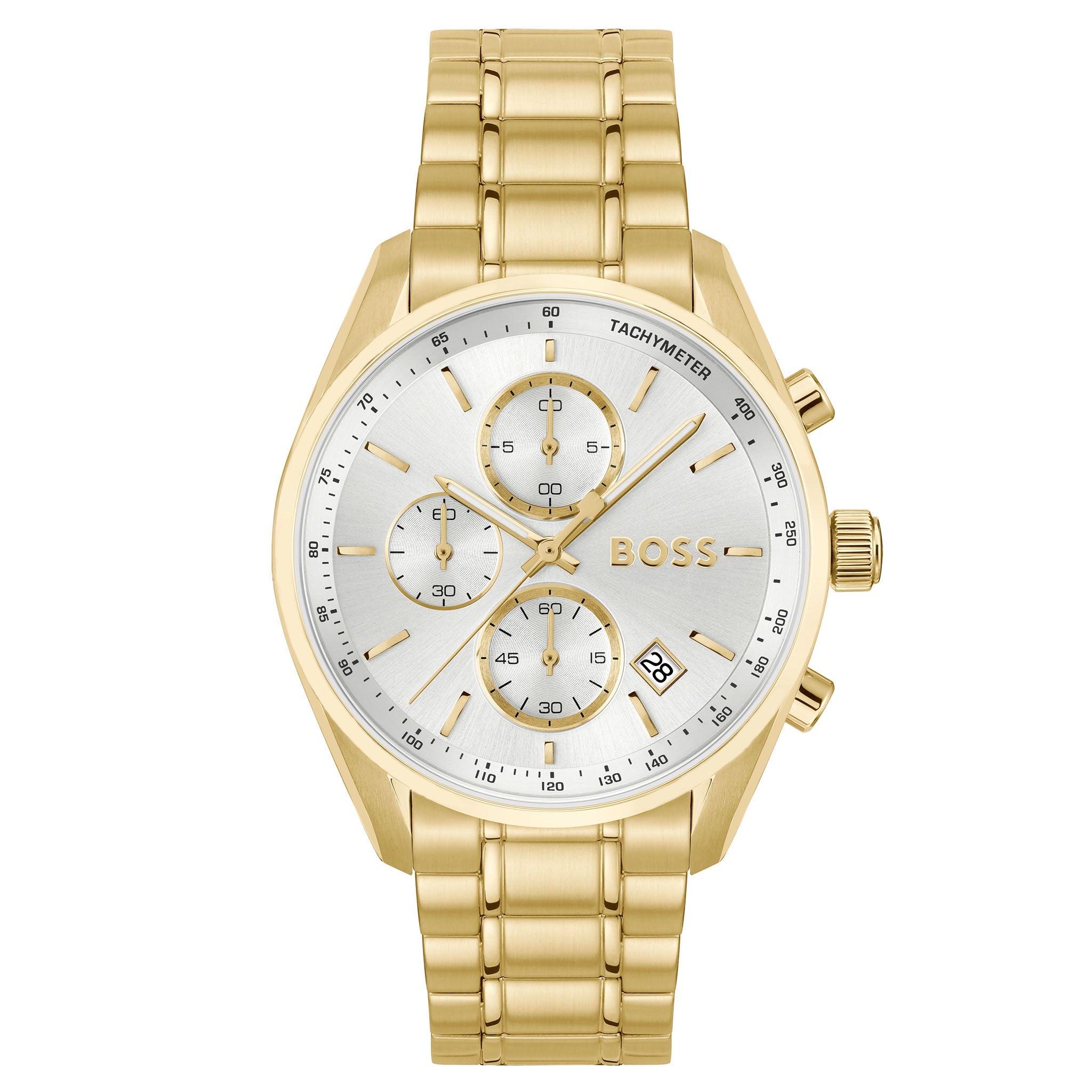 Buy Hugo Boss Gold Steel Silver White Dial Chronograph Men's Watch ...