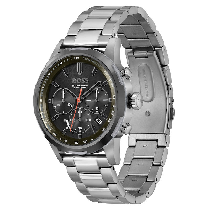 Buy Hugo Boss Grey Steel Olive Green Dial Solar-Chronograph Men's Watch ...