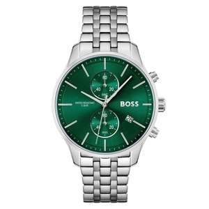 Hugo Boss Stainless Steel Green Dial Chronograph Men's Watch - 1513975