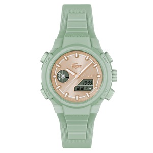 Lacoste Green Silicone Rose Gold Sunray Dial Digital-Analogue Women's Watch - 2001433