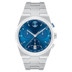 Movado Stainless Steel Blue Dial Chronograph Men's Swiss Made Watch - 3601199