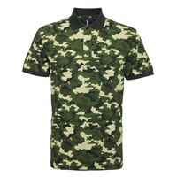 Asquith & Fox Mens Short Sleeve Camo Print Polo Shirt