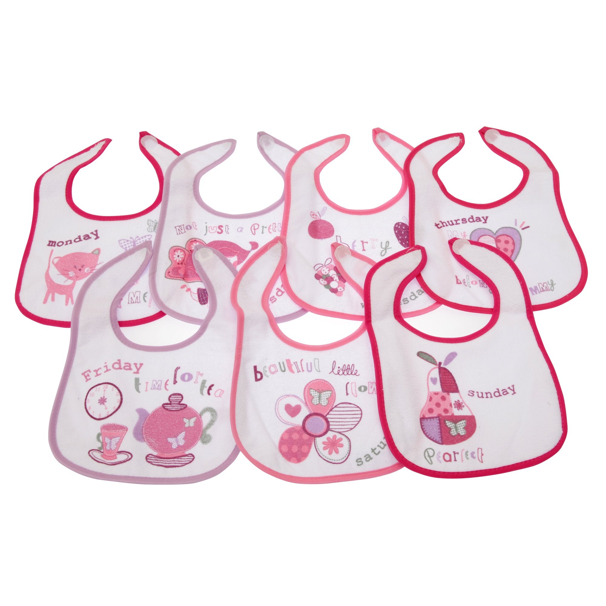 Baby Patterned 7 Days Of The Week Bibs In Boys & Girls Options (Pack Of 7)
