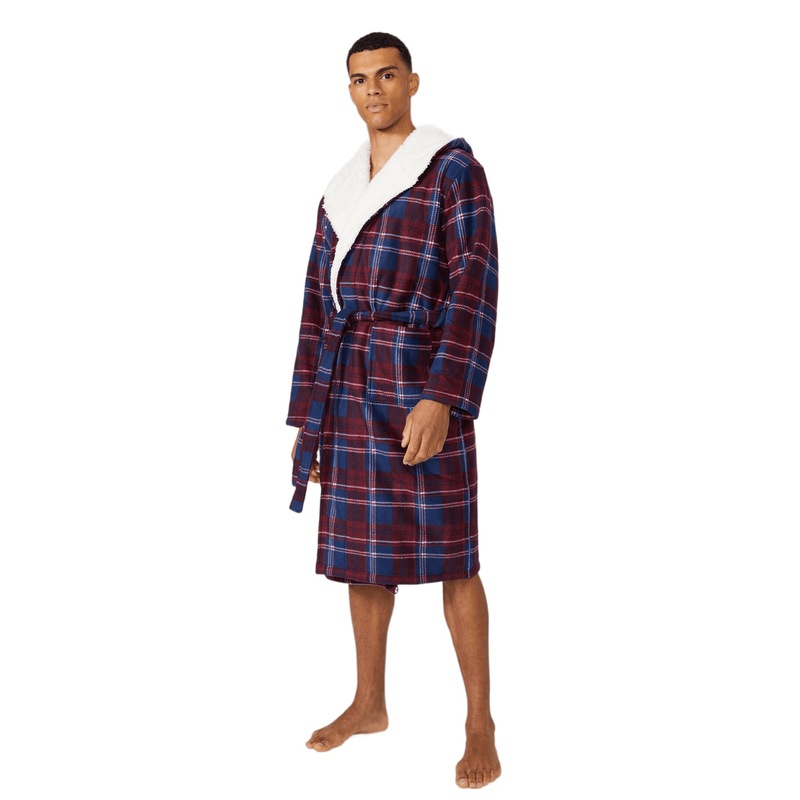 Buy Debenhams Mens Checked Bonded Hooded Dressing Gown MyDeal