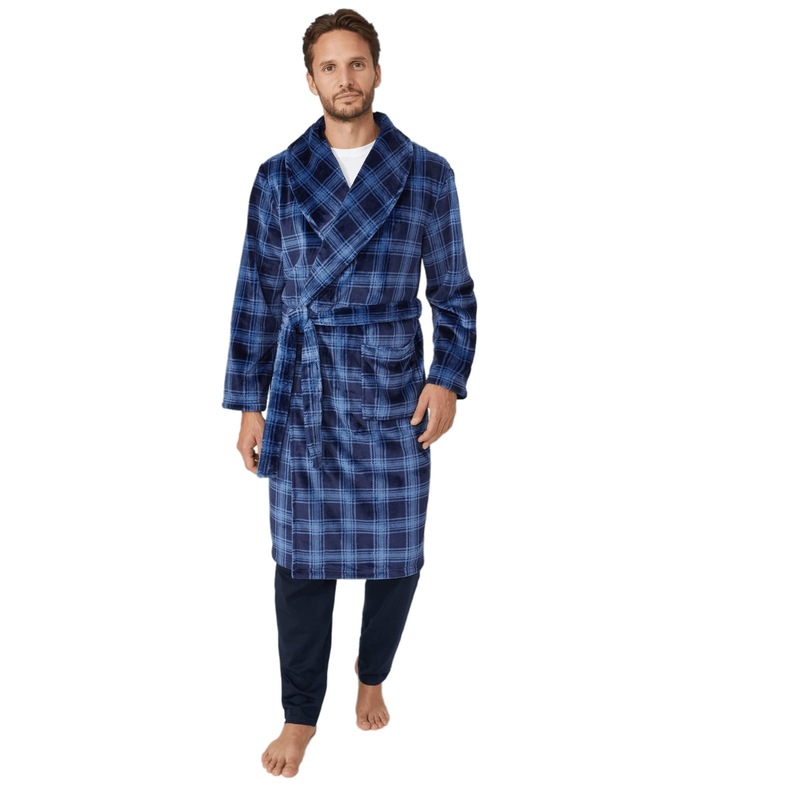 Buy Debenhams Mens Checked Fleece Shawl Collar Dressing Gown MyDeal