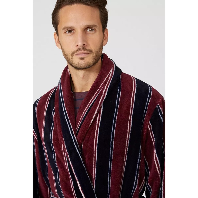 Buy Debenhams Mens Stripe Fleece Shawl Collar Dressing Gown MyDeal