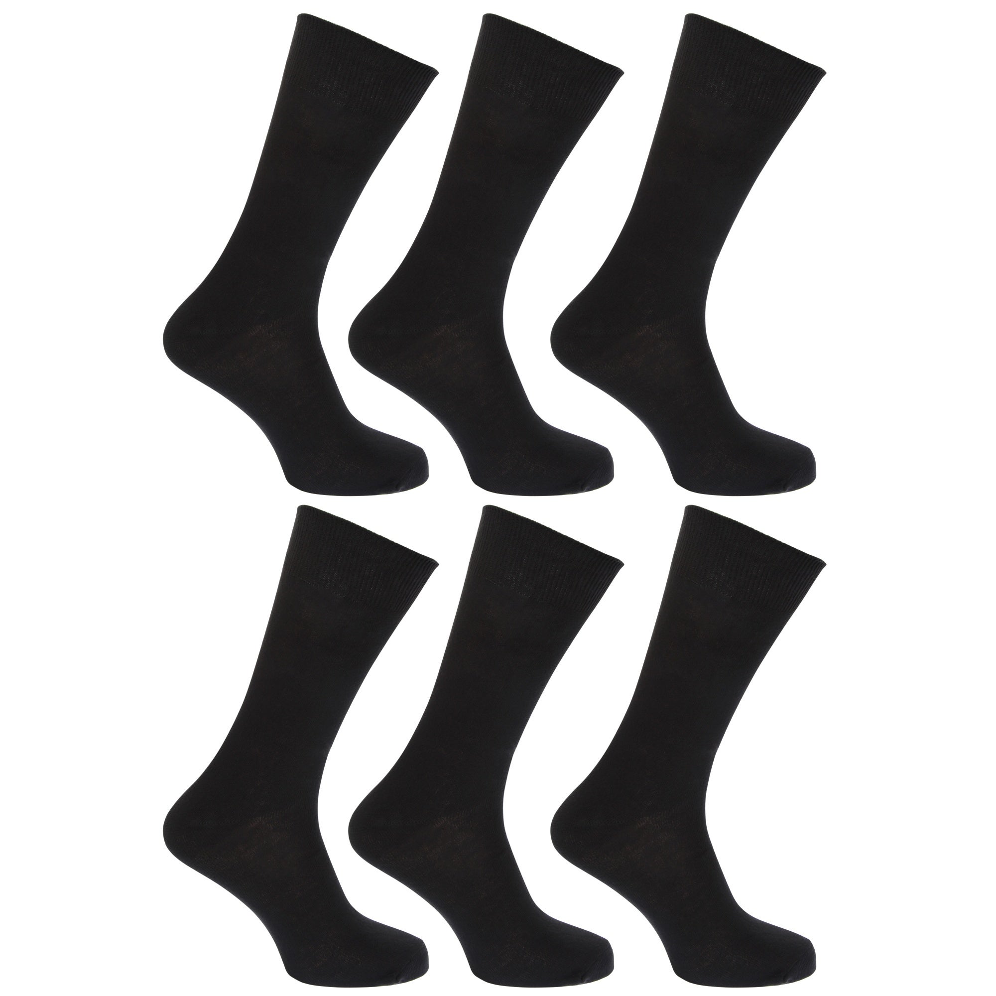 FLOSO Womens/Ladies Plain 100% Cotton Socks (Pack Of 6)