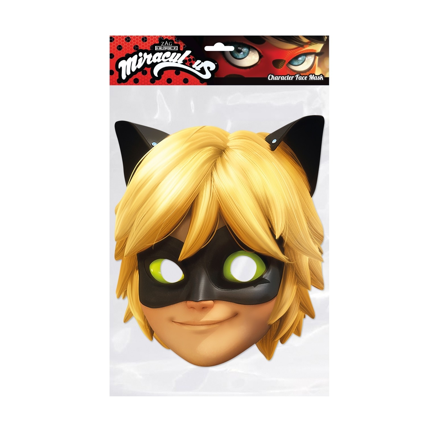 Buy Miraculous Lady Bug Cat Noir Character Party Face Mask - MyDeal ...