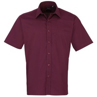Premier Mens Short Sleeve Formal Poplin Plain Work Shirt