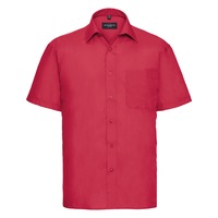 Russell Collection Mens Short Sleeve Poly-Cotton Easy Care Poplin Shirt