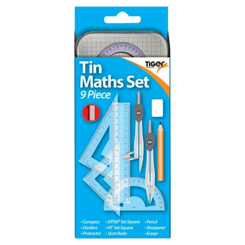Buy Tiger Stationery 9 Piece Tin Maths Set MyDeal