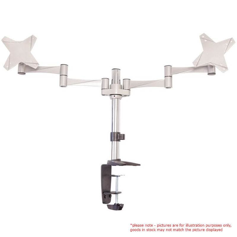 Astrotek Dual Monitor Arm Desk Mount Height Adjustable Stand for 2x LCD Display 23.8" 24" 27" 8kg 30 Tilt 180 Swivel 360 Pivot VESA 75x75 100x100 AT-LCDMOUNT-2S