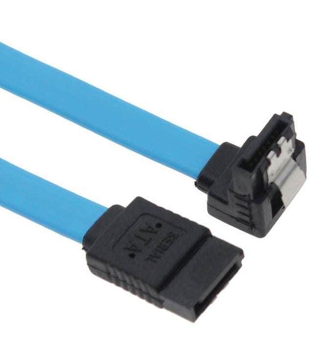Astrotek SATA 3.0 Data Cable 50cm Male to Male 180 to 90 Degree with Metal Lock 26AWG Blue LS AT-SATA3-90D