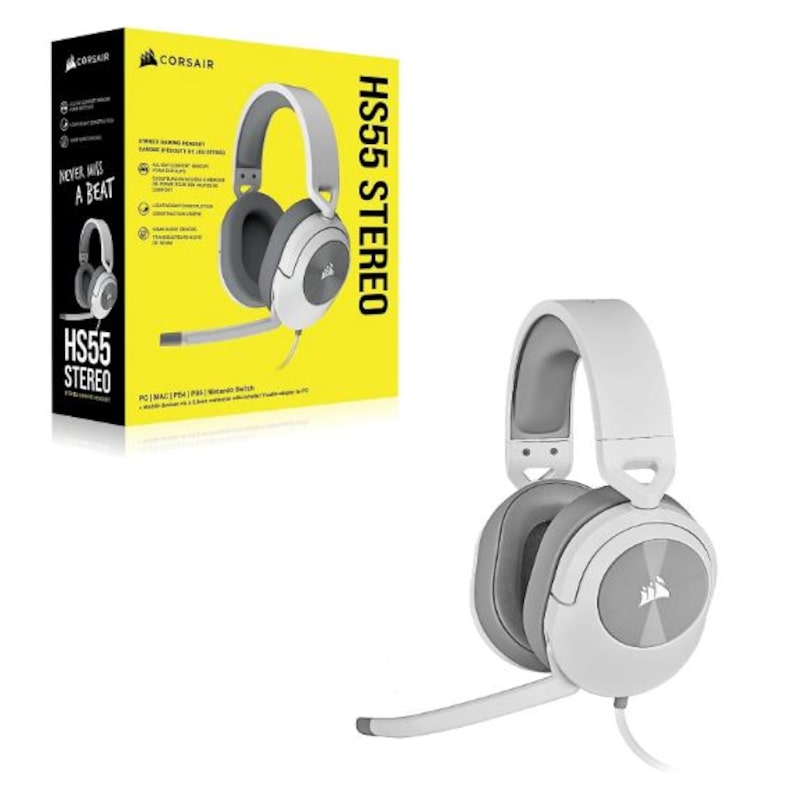 Buy Corsair HS55 White Stereo Gaming Headset, PS5 3D Audio PS, Switch ...