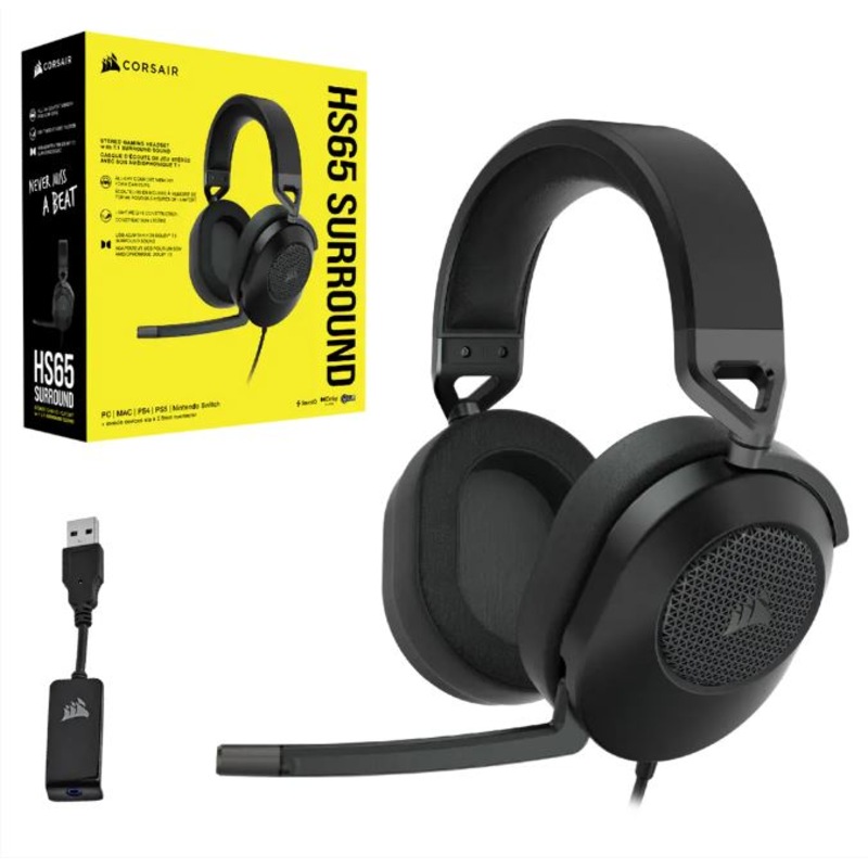 Buy Corsair HS65 Carbon 7.1 Dolby Atoms Surround Wired Headset. All Day ...