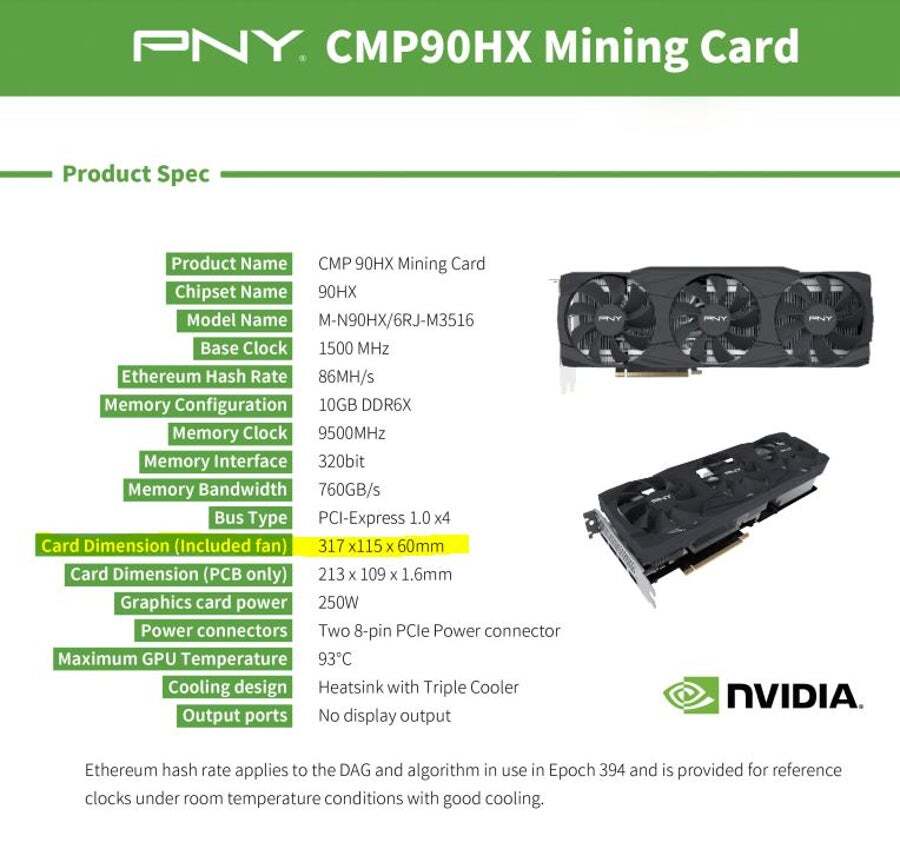 Buy PNY nVidia CMP 70HX 8GB Mining GPU 70MH/s Hash Rate GDDR6X 1365 ...