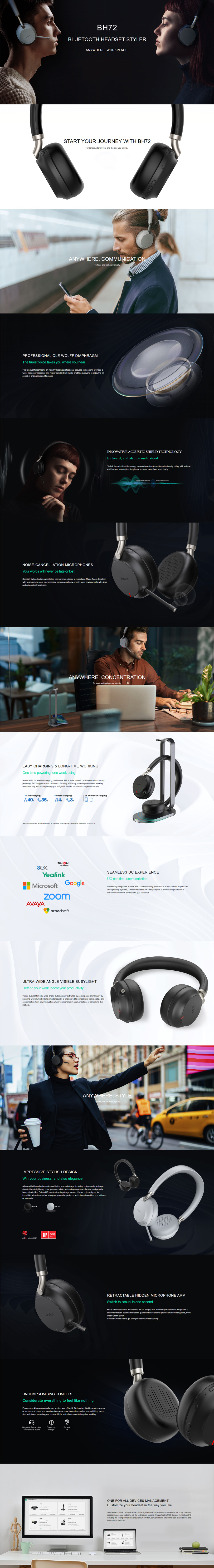 Buy Yealink BH72 Bluetooth Wireless Stereo Headset, with Charging Stand ...