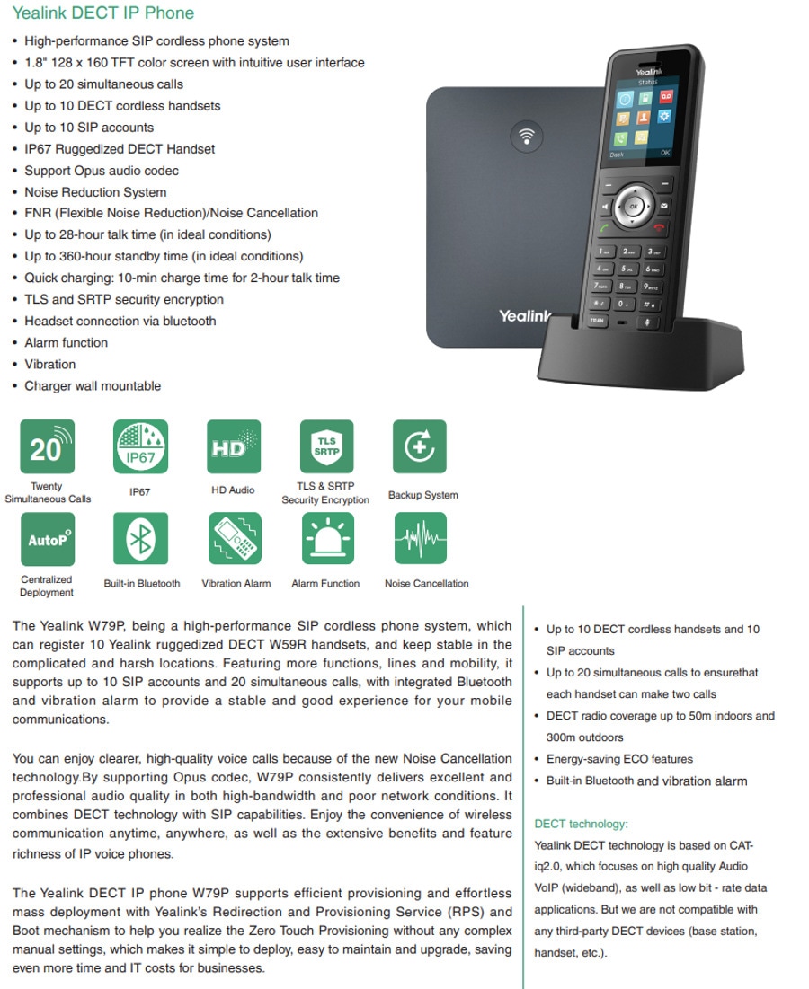 Buy Yealink W79P DECT Solution including W70B Base Station and 1x W59R ...