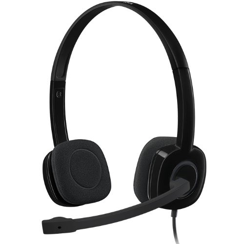 Logitech H151 Stereo Headset Light Weight Adjustable Headphones with Microphone 3.5mm jack In-line audio controls Noise-cancelling 981-000587