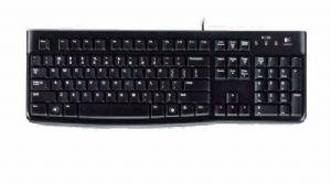 Logitech K120 Wired Keyboard Quiet typing Spill-resistant Durable keys Thin profile Curved space bar Adjustable tilt legs 920-002582