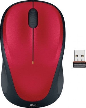 Logitech M235 Wireless Mouse Red Contoured design Glossy Comfort Grip Advanced Optical Tracking 1-year battery life 910-003412