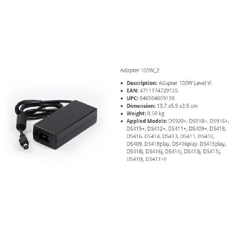 Buy Synology Spare Part Ac Adapter For 4 Bay 100w Part Adapter 100w1 100w2 Adapter 100w2 