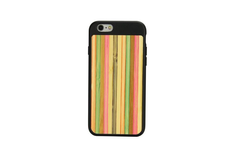 For iPhone 6,6S Case Black Bamboo Rainbow Wooden Customized Case