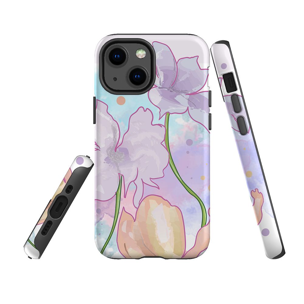 For Apple iPhone 13 mini Case, Armour Back Cover, Watercolour Floral