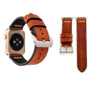 For Apple Watch Series 1,38-mm Case,Retro Genuine Leather Watch Band,Cofee