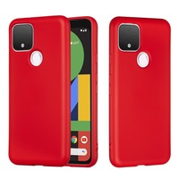 For Google Pixel 4a 5G Case Pure Color Liquid Silicone Shockproof Full Coverage Cover, Red