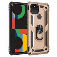 For Google Pixel 5 Case Protective Cover, 360 Degree Rotating Holder, Gold