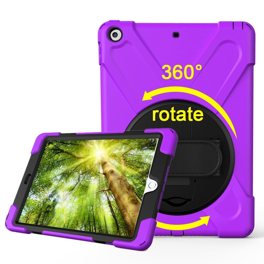 For iPad 2018,2017 9.7-inch Purple Hand-strap Armour Case