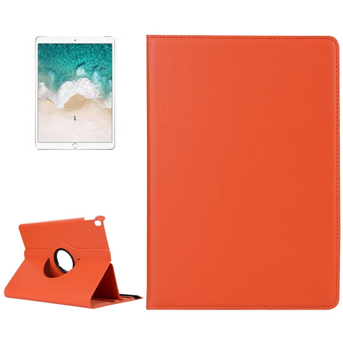 For iPad Air 3 (2019) Case,Lychee Texture Stand PU Leather Folio Cover,Orange