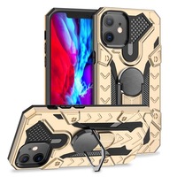 For iPhone 12 mini Case Tough Protective Cover with Magnetic Ring Holder Gold