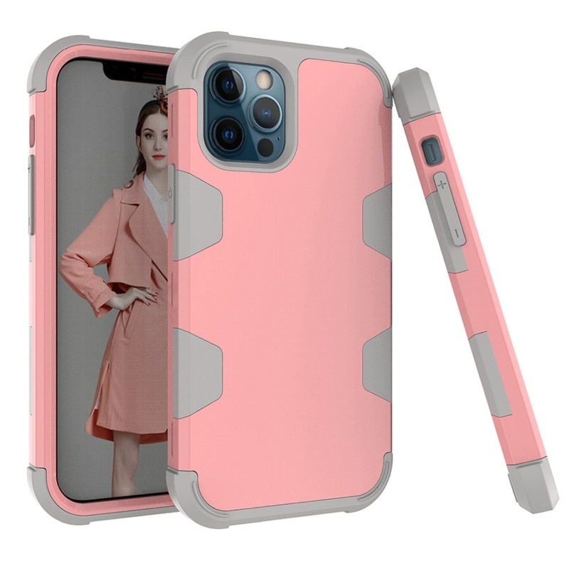 Buy For iPhone 12 Pro Max Case Armored 3Layer Cover, Rose Gold & Grey