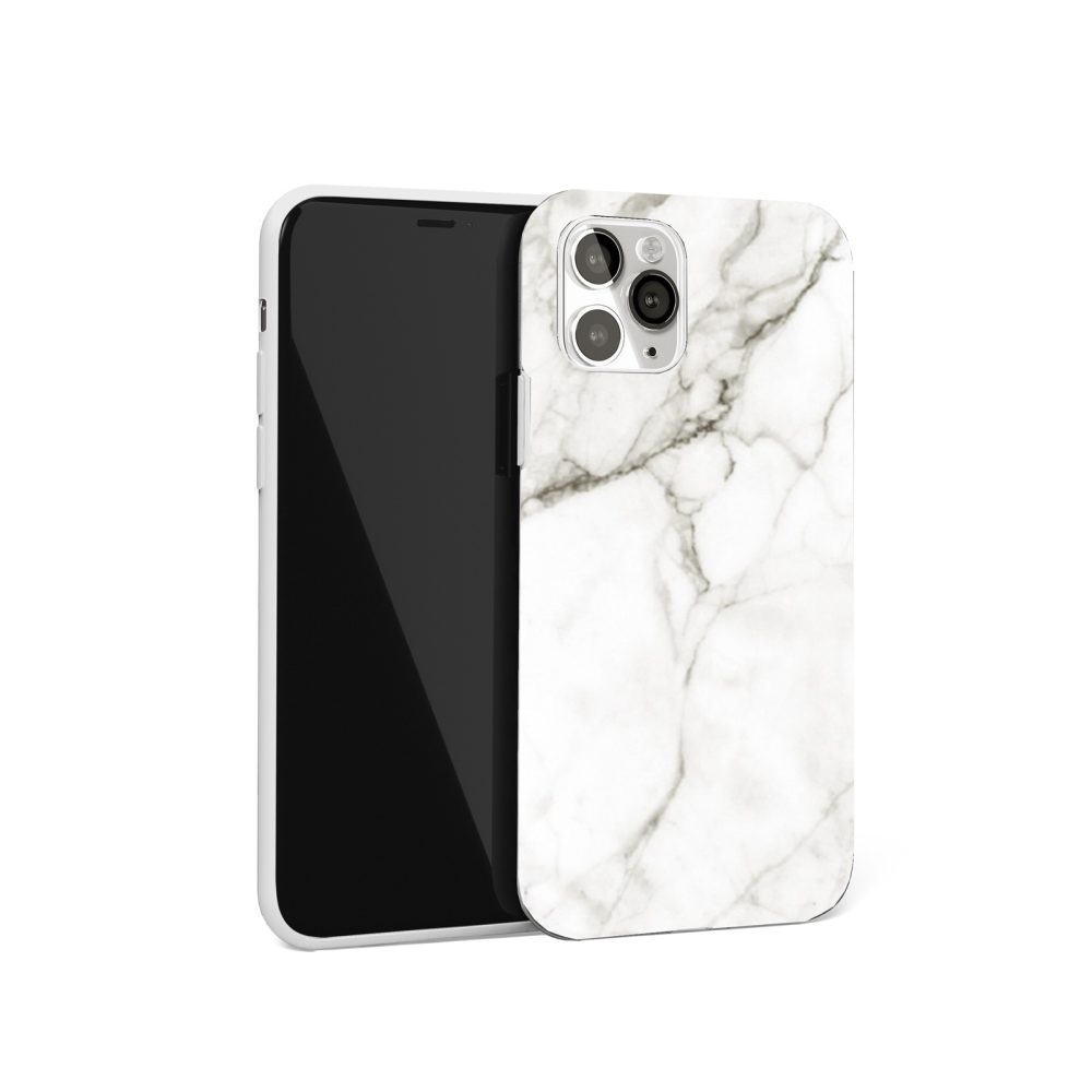 For iPhone 12 Pro Max Case, Glossy Marble Pattern TPU Protective Cover, White