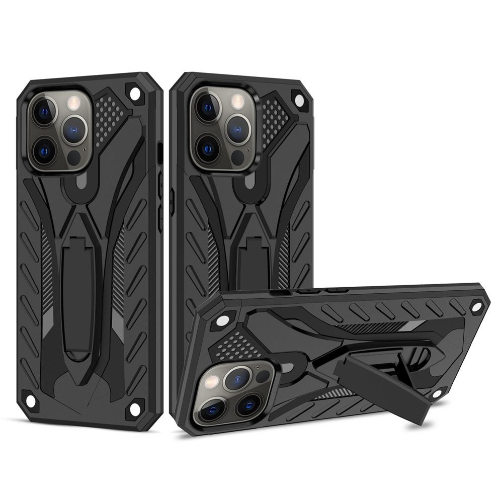 For iPhone 13 Pro Case Armour Strong Shockproof Tough Cover with Kickstand Black