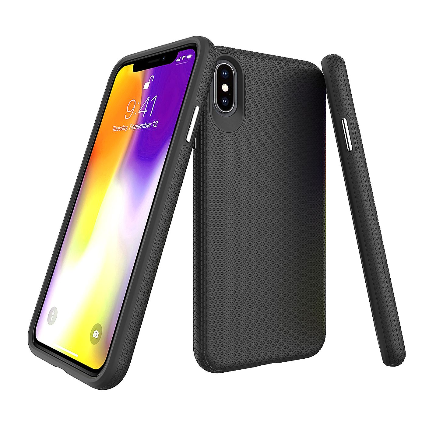 For iPhone XS MAX Case, Armor Black Slim Shockproof Protective Phone Cover