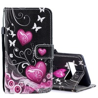 For Samsung Galaxy S10 Case Peach Heart Pattern PU Leather Folio Cover
