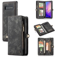 For Samsung Galaxy S10+ Plus Case Black Wallet Leather Detachable Flip Cover