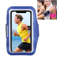 For Samsung S10 PLUS & iPhone XS MAX Case Dark Blue PVC Leather Sports Armband